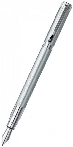 Ручка перьевая WATERMAN Perspective (S0831220) Silver CT (F) чернила: синий латунь перо нержавеющая сталь блестящий хром
