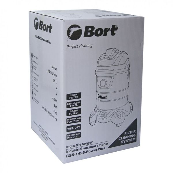 Строительный пылесос Bort BSS-1425-PowerPlus 1400 Вт синий